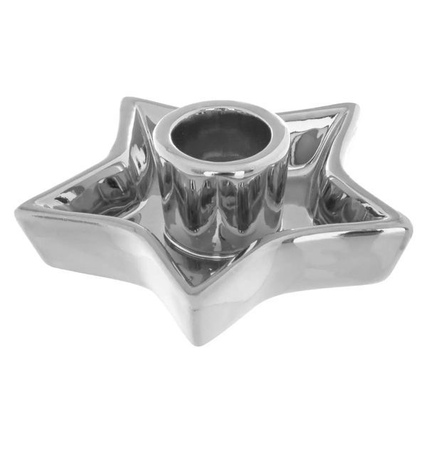 Porta Candela Natalizio A Forma Di Stella - Argento