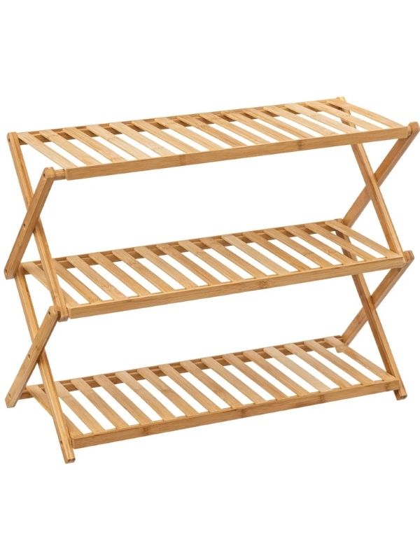 Etagère À Chaussures Pliante En Bambou Pour 9 Paires 70X52X28Cm