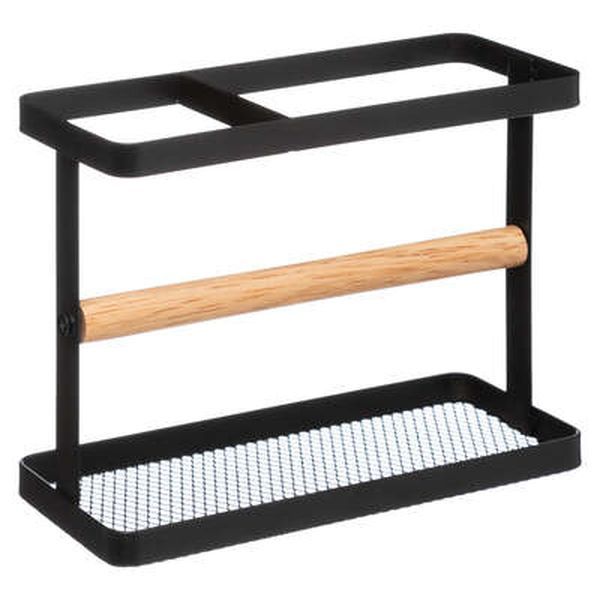 Portautensili Da Cucina In Legno Nero 18x8x14cm