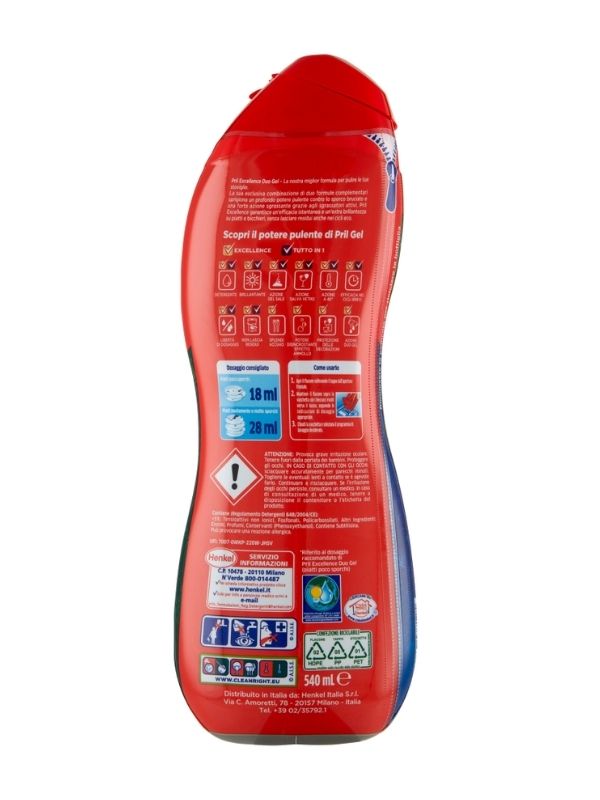 PRIL Excellence Duo Gel Lave-Vaisselle Dissolvant De Graisse 540Ml