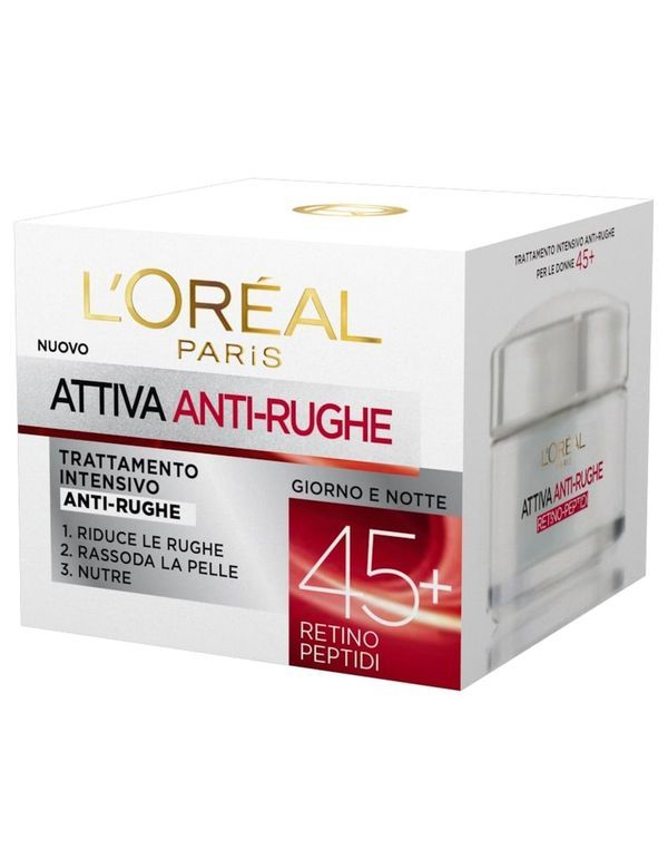 L'OREAL Crema Attiva Anti Rughe 45+ Retino Peptidi 50Ml