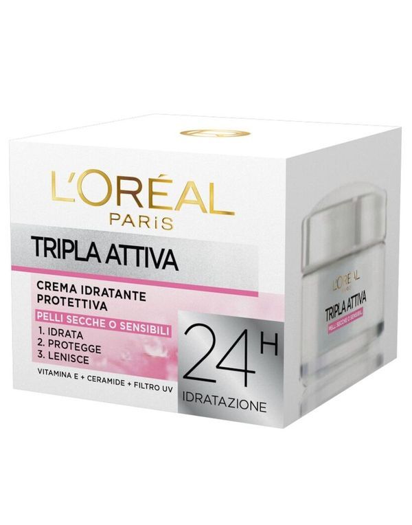 L'OREAL Crema Tripla Attiva Per Pelli Secche E Sensibili 50Ml