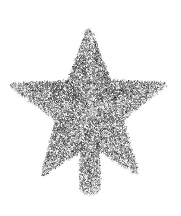 Puntale Per Albero Di Natale A Forma Di Stella Argento Glitter 30Cm