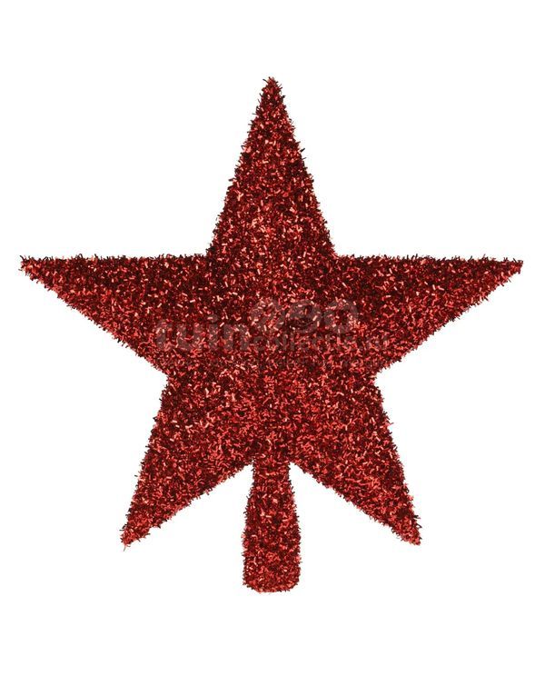 Puntale Per Albero Di Natale A Forma Di Stella Rosso Glitter 30Cm
