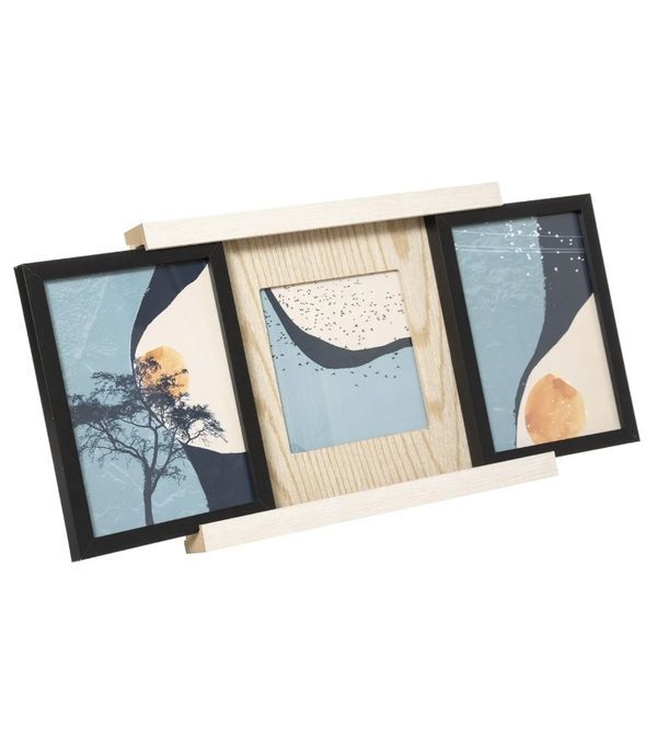 Freistehender Fotohalter Holz Schwarz E Natürlich 29.4X22.6Cm