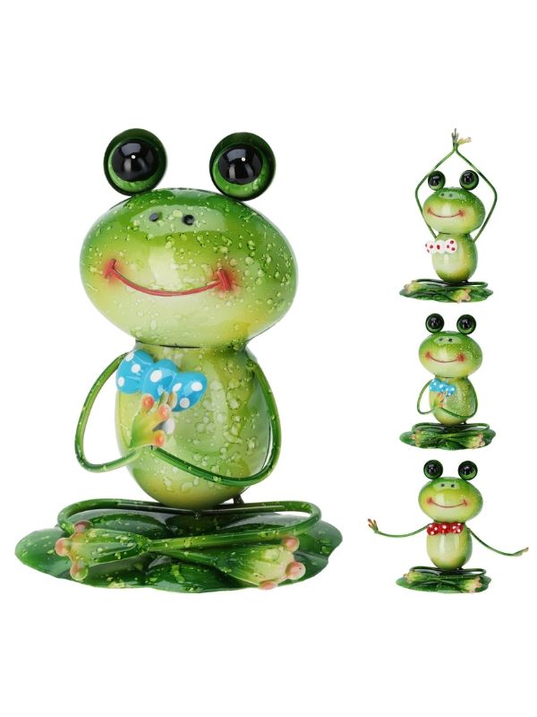 Decorazione Da Giardino Rana Yoga In Metallo 14x17cm - Assortito