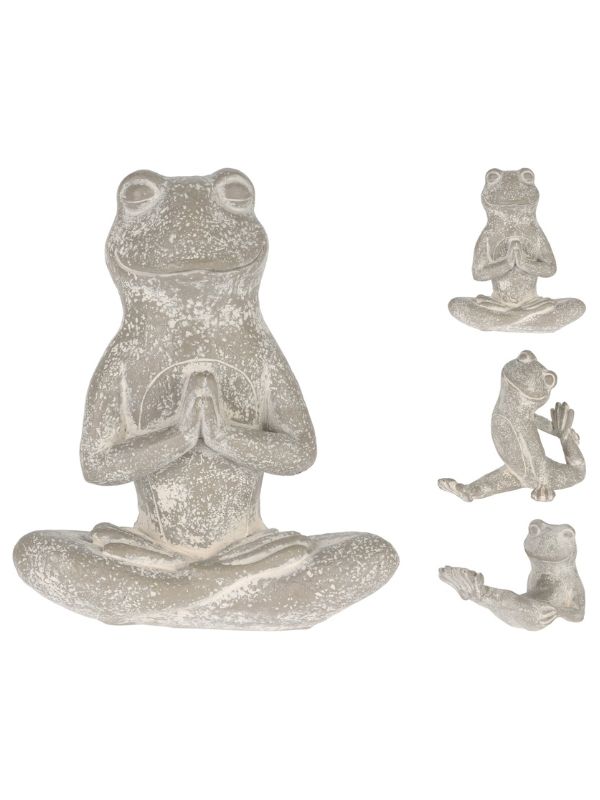 Decorazione Da Giardino Rana Yoga In Resina 22x18cm - Assortito