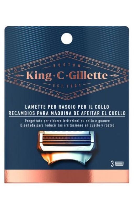 GILLETTE Ricambio Lamette Per Il Collo King C 3 Pezzi