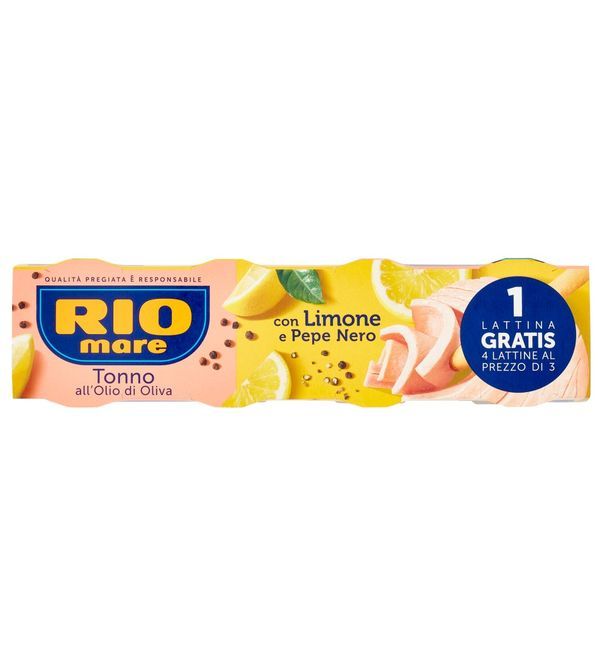 RIO MARE Tonno All'Olio Di Oliva Con Limone E Pepe Nero 4X80G