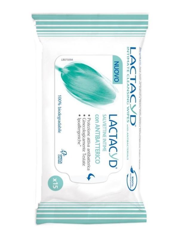 LACTACYD Lingettes Intimes Effet Antibactérien 15 Pièces