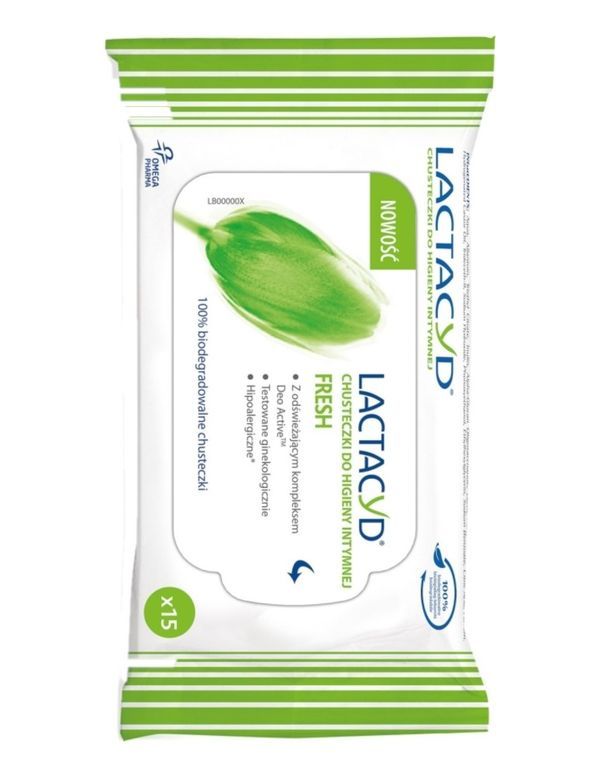 LACTACYD Lingettes Intimes Effet Fresh 15 Pièces