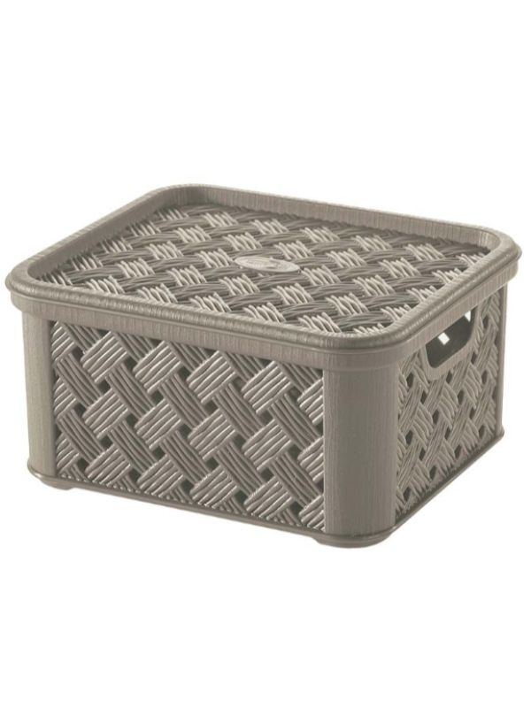 Organiserbox Mit Deckel Taupe 14X16X8Cm