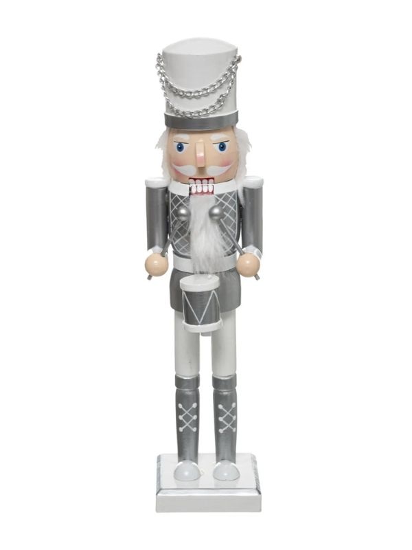 Casse-Noisette De Noël Blanc Et Argent 38Cm