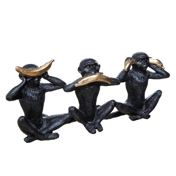 Singes De La Sagesse En Résine 40X10.5X17.5Cm