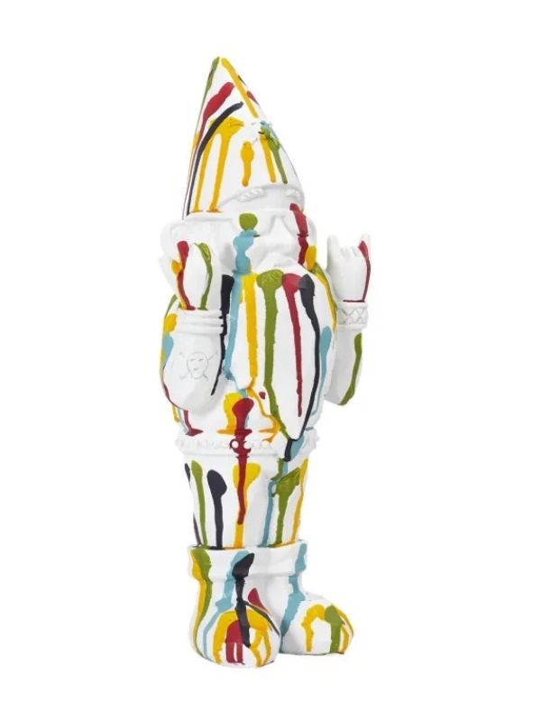 Deko-Objekt Aus Polyresin Weißer Zwerg Mit Farbflecken 33Cm