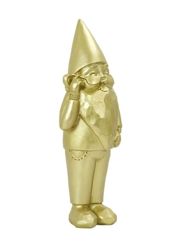 Deko-Objekt Aus Polyresin Goldener Zwerg 33Cm