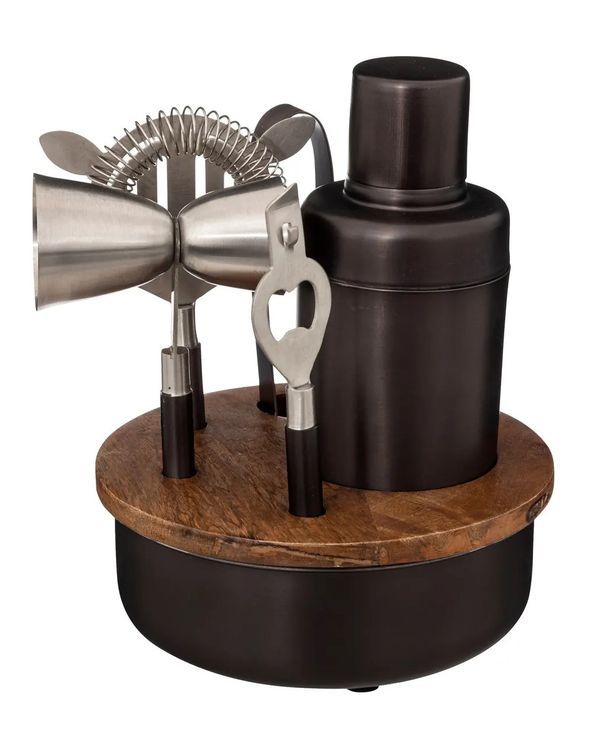 Set Da Aperitivo Cocktail Box In Legno Di Mango 6 Pezzi