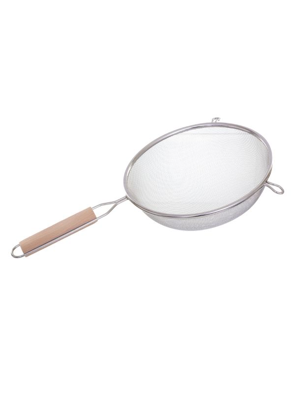 Ensemble de 3 passoires en acier inoxydable et bois