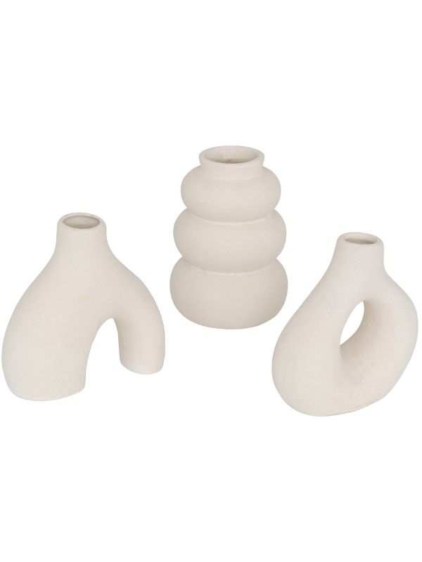 3Er Set Vasen Aus Weißer Keramik 9Cm