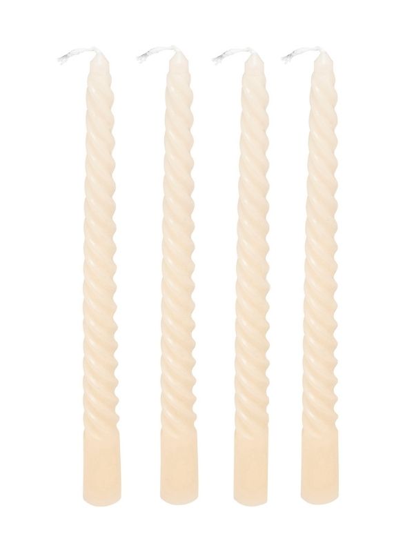 Set De 4 Bougies Bâton Twist Hugo Ivoire 25Cm