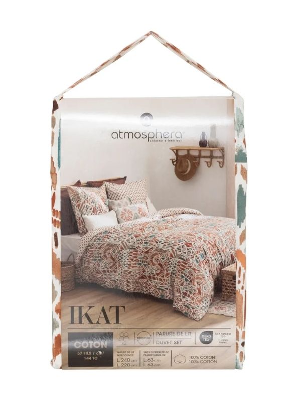 Drap De Lit Imprimé Ikat En Coton 240X220Cm