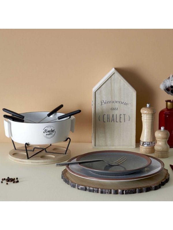  Set Per Fonduta Con Scaldavivande E 4 Forchette 23X20Cm