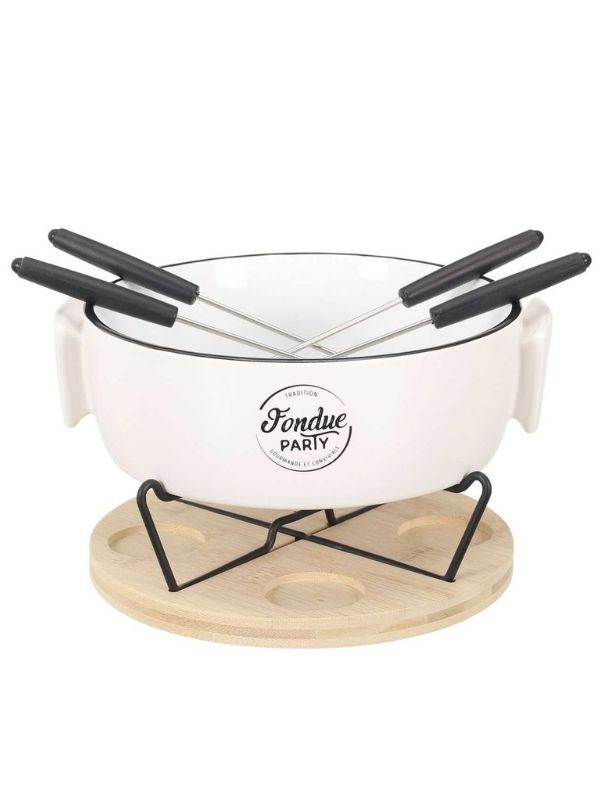  Set Per Fonduta Con Scaldavivande E 4 Forchette 23X20Cm