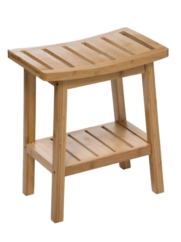  Sgabello Con Ripiano In Bamboo 40X46Cm