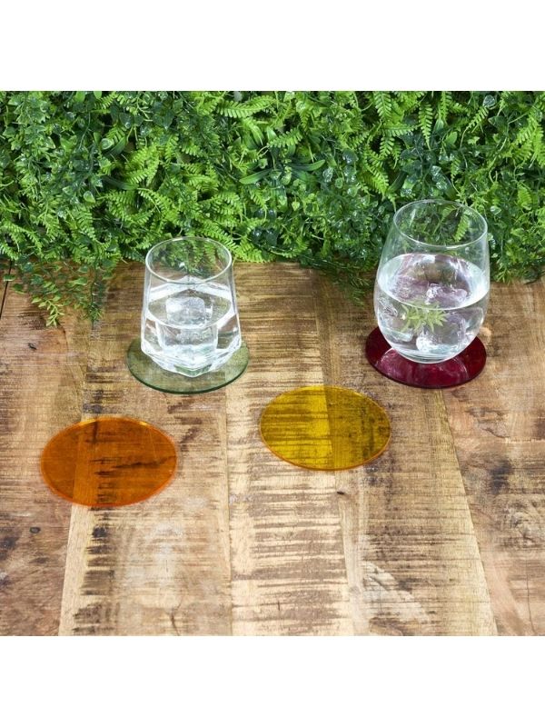 Accessorio Aperitivo Sottobicchiere In Vetro Colorato 4 Pezzi 10Cm