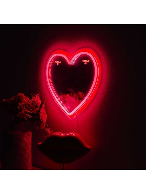 Déco Maison Miroir Led Effet Néon En Forme De Coeur 