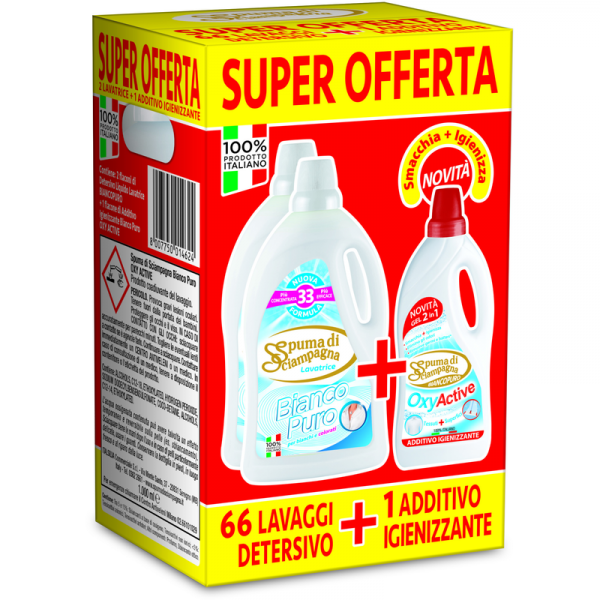 Kit Offerta SPUMA DI SCIAMPAGNA detersivo lavatrice Bianco Puro33