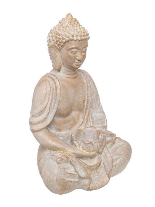 Bouddha Assis En Magnésie 25X39Cm