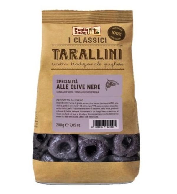 PUGLIA SAPORI Tarallini Classiques Aux Olives Noires 200G