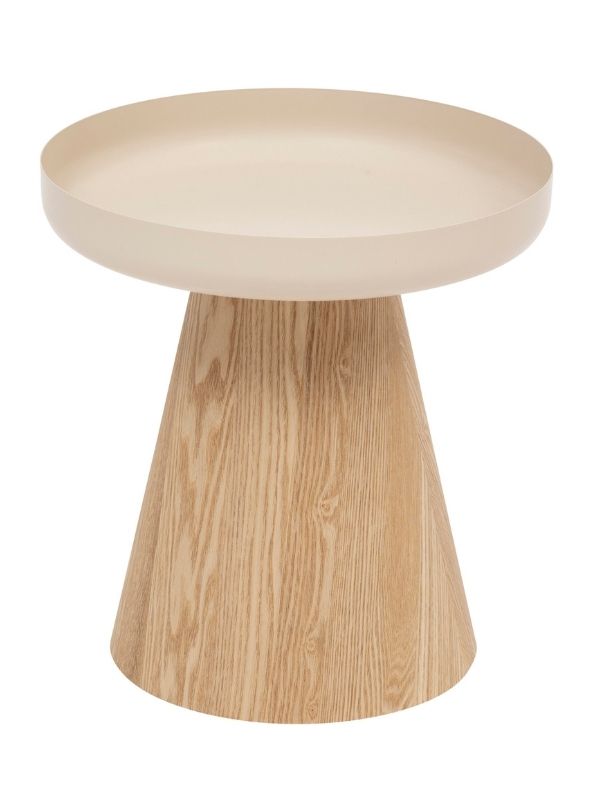 Table Basse Déco Hercyna En Bois Et Métal Beige 41X40Cm