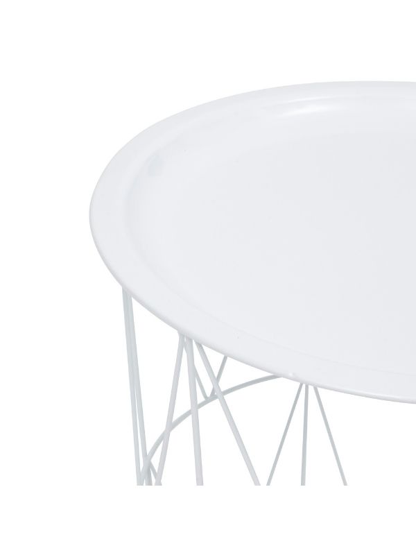 Table Basse Déco Kumi En Métal Blanc 40X37Cm