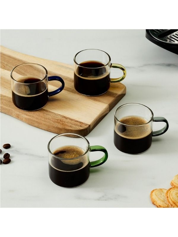 Becher Kristall Mit Farbigem Henkel Espresso 15Cl - Sortiert