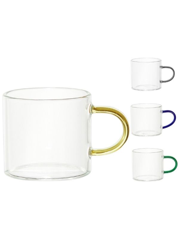 Becher Kristall Mit Farbigem Henkel Espresso 15Cl - Sortiert