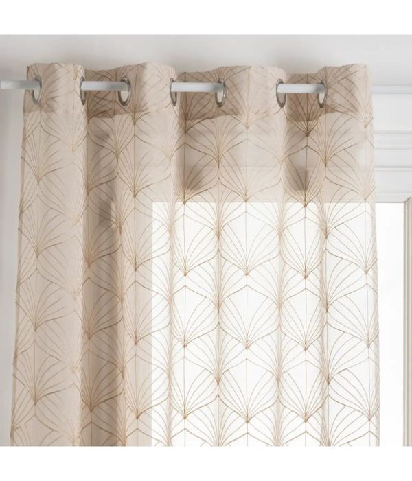 Rideau À Anneaux En Tissu Voilage Mia Beige 140X240Cm