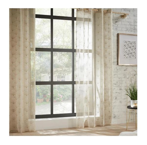 Rideau À Anneaux En Tissu Voilage Mia Beige 140X240Cm