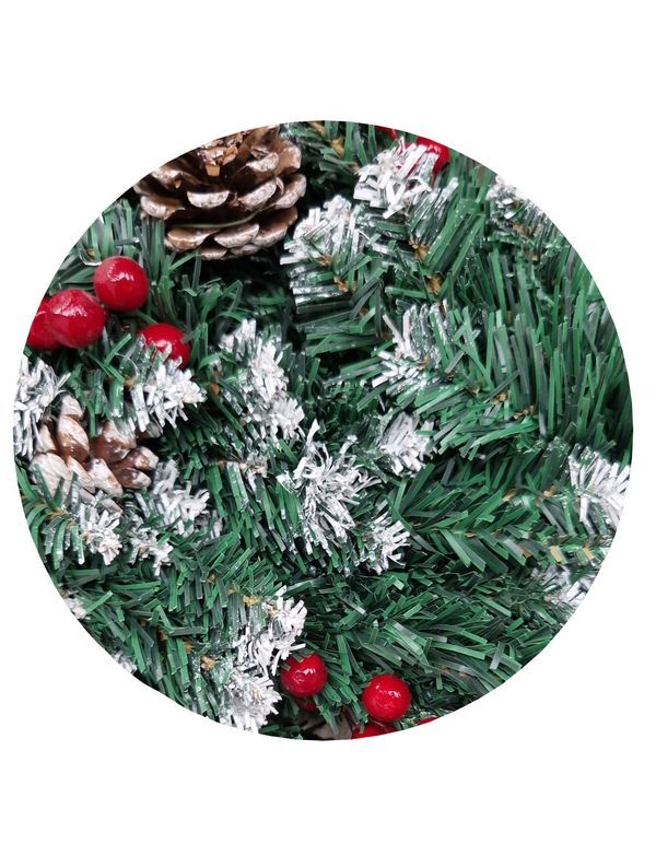 Ghirlanda Verde Rigida Bacche E Pigne 270Cm