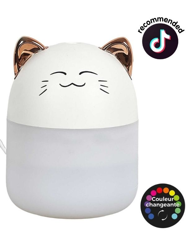 Diffuseur D'Ambiance Kawaii En Forme De Chat Avec Lumières Led Tk 200Ml