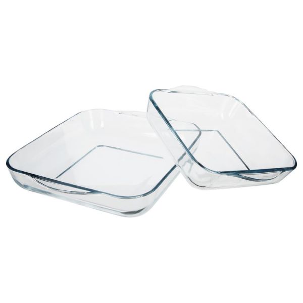 Set Di 2 Tortiere Quadrate In Vetro