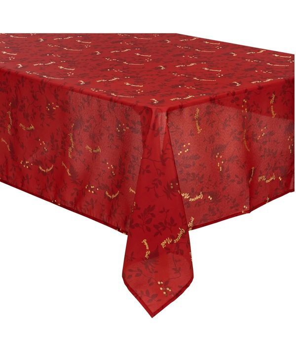 Tovaglia Natalizia Antimacchia Rossa E Oro 140X360Cm