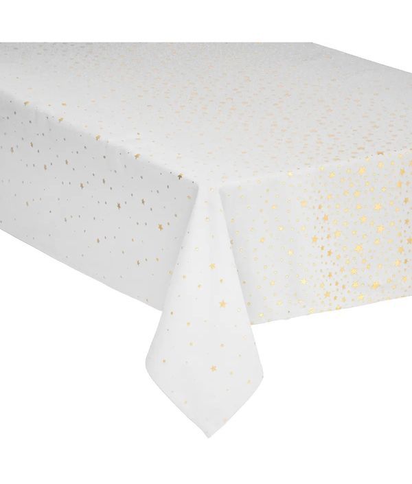 Tovaglia Natalizia In Cotone Con Stelle Oro 140X360Cm