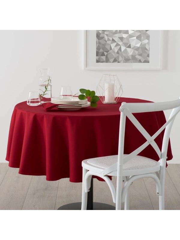 Runde Tischdecke Aus Rotem Stoff 180Cm