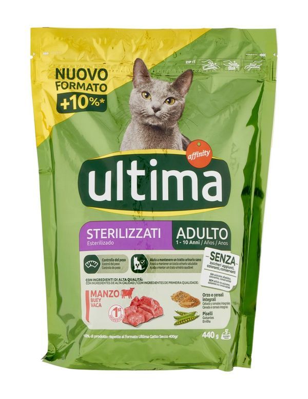 ULTIMA Senior Croccantini Gatti Sterilizzati Manzo 440G