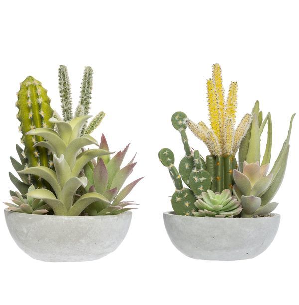 Vaso Decorativo Con Cactus Artificiale 24Cm - Assortito