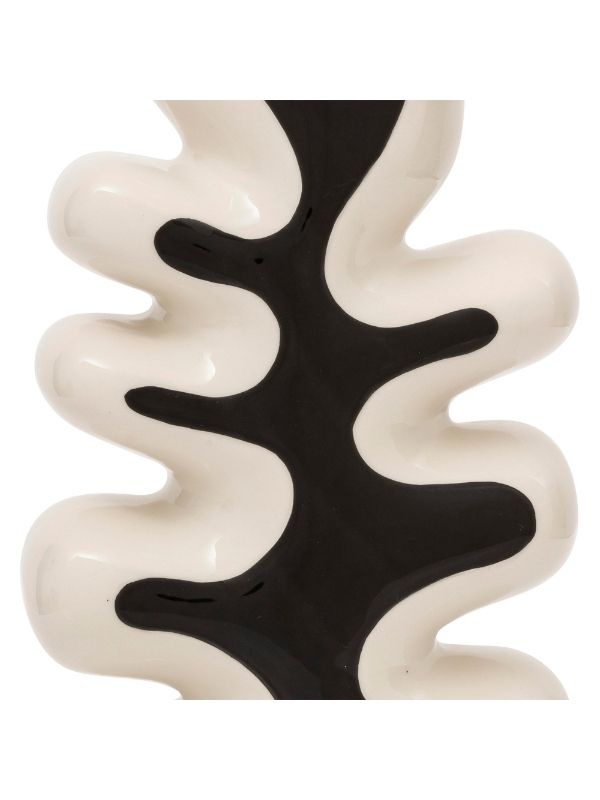 Vaso Déco Twisted Lime In Ceramica Bianco E Nero 28Cm