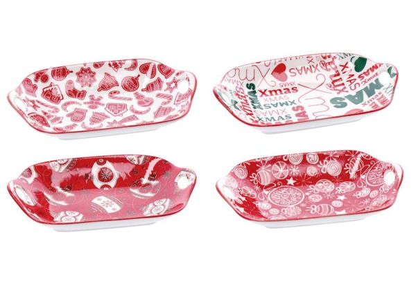 Keramisches Weihnachtstablett 27X18X5Cm - Sortiert