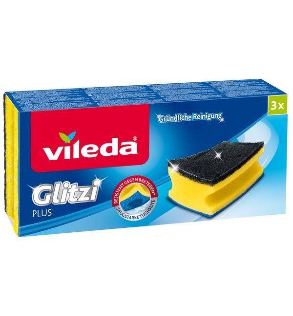 VILEDA Éponge Glitzi Plus 3 Pièces